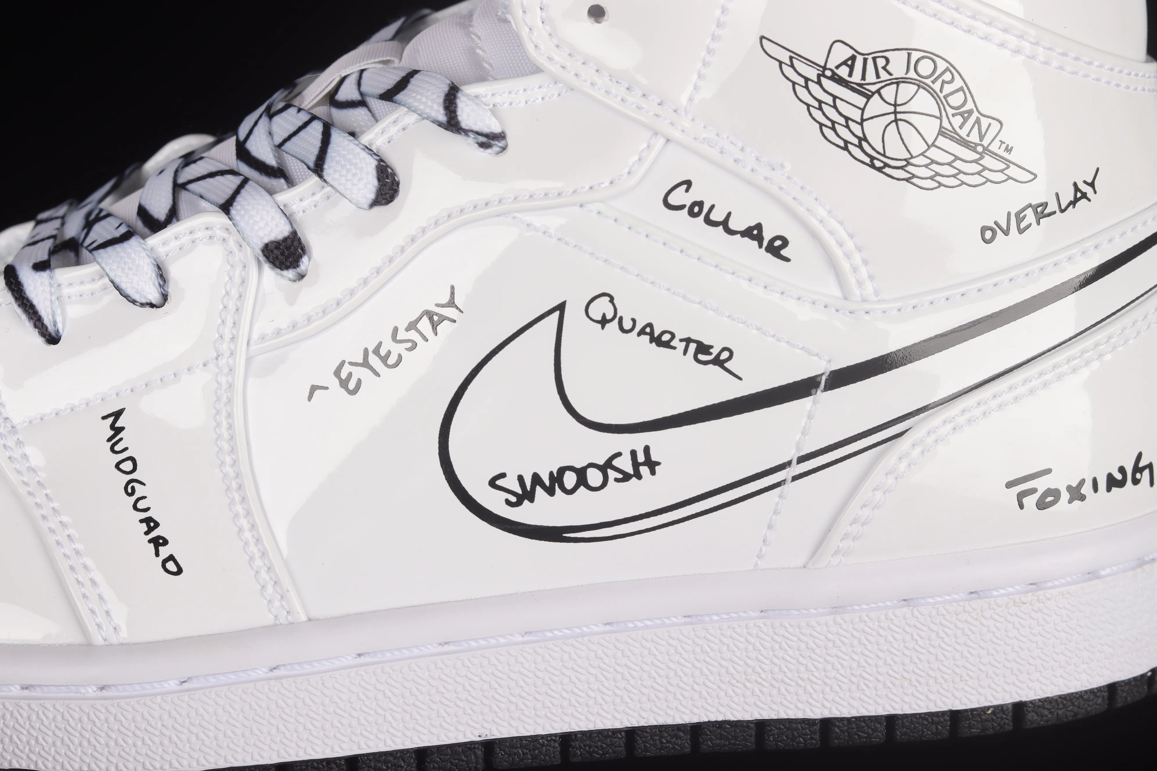 All Categories Air Jordan Jordan Series Basketball Shoes Air Jordan 1 Mid Air Jordan 1 Mid GS "Schematic" AJ1 Joe 1 White Graffiti Zhongbang Basketball Shoes DQ1864-100